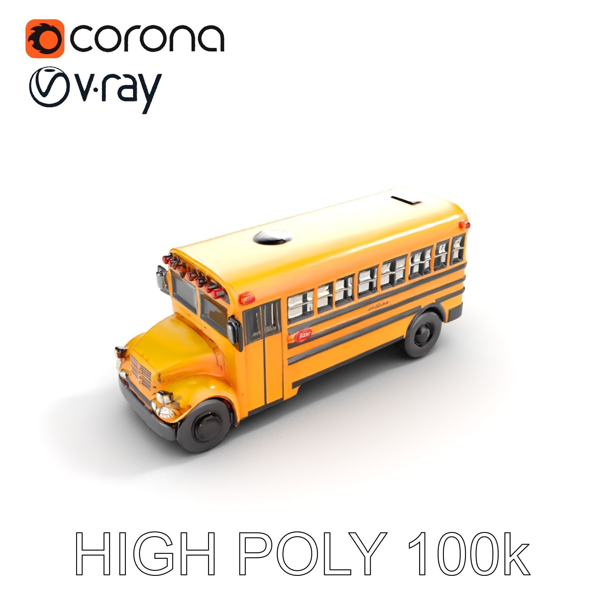 Detailed School Bus D Model Pack Low-poly 3D model_8