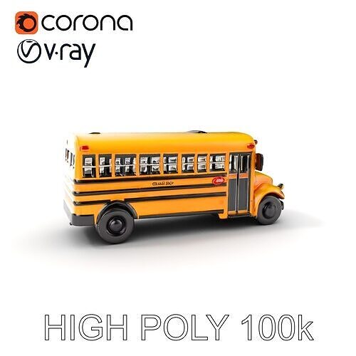 Detailed School Bus D Model Pack Low-poly 3D model