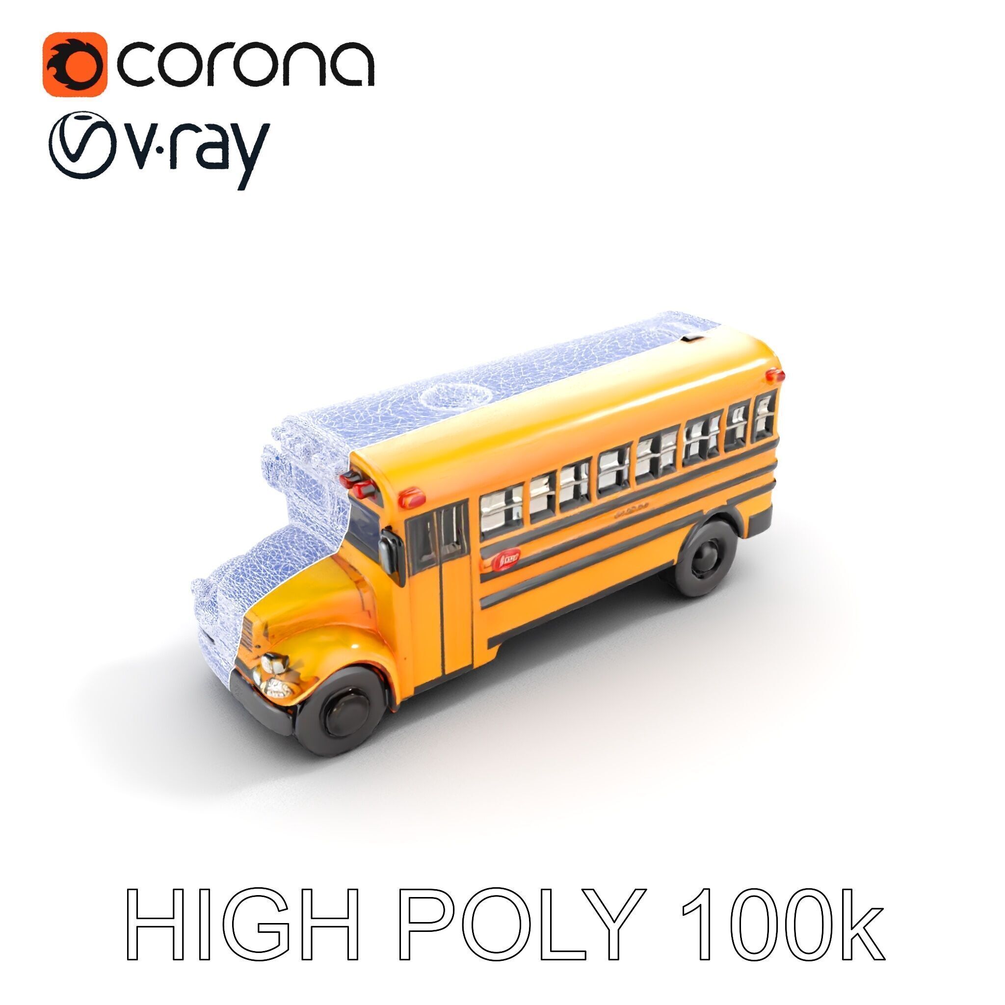Detailed School Bus D Model Pack Low-poly 3D model_27