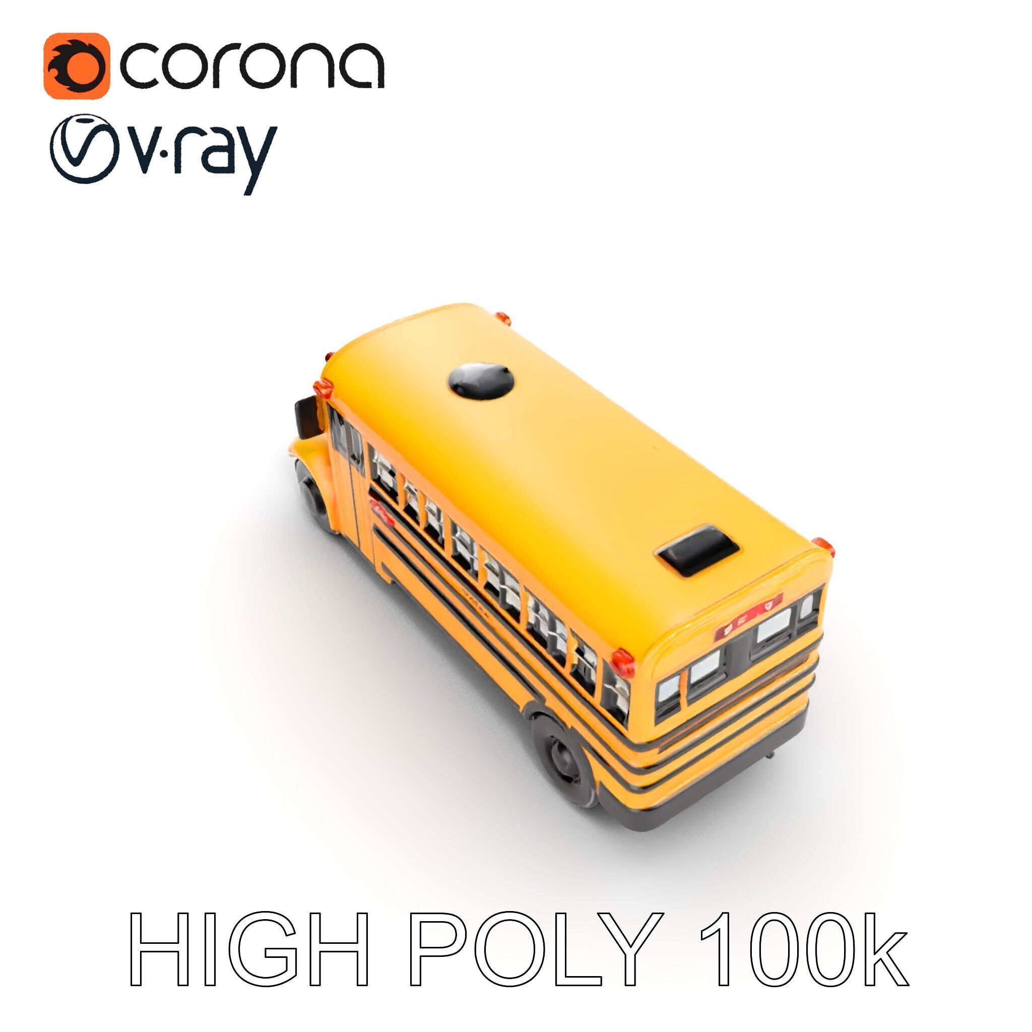 Detailed School Bus D Model Pack Low-poly 3D model_9