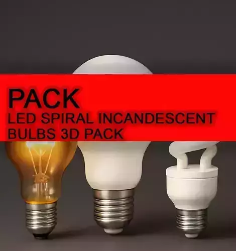 3D Pack LED Spiral Incandescent Bulbs 