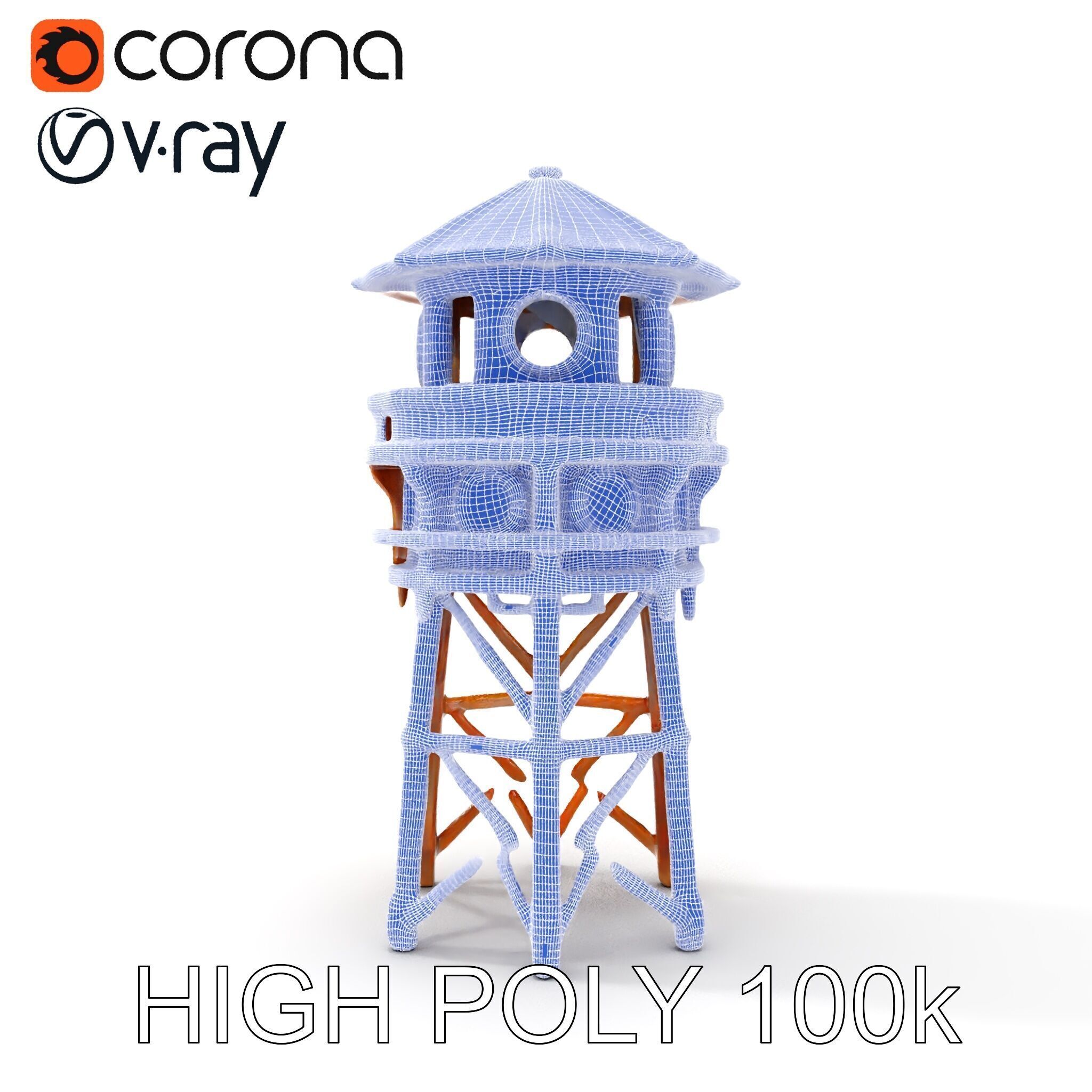 Wooden Lighthouse Tower model pack for Game and Architectural... Low-poly 3D model_24