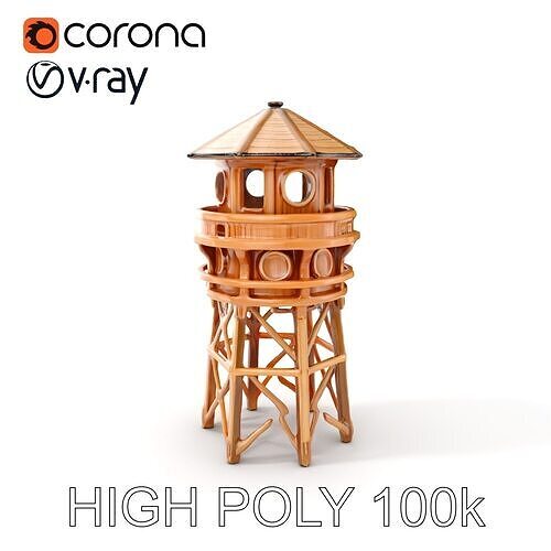 Wooden Lighthouse Tower model pack for Game and Architectural... Low-poly 3D model