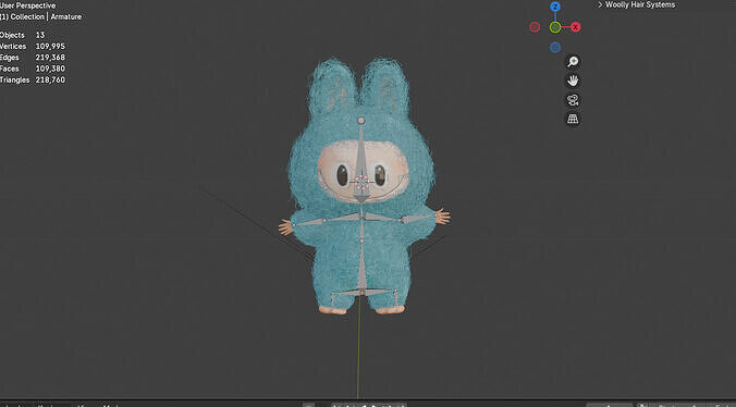LABUBU color blue 3D Toy  Model Rigged Game-Ready Low-poly 3D  Low-poly 3D model