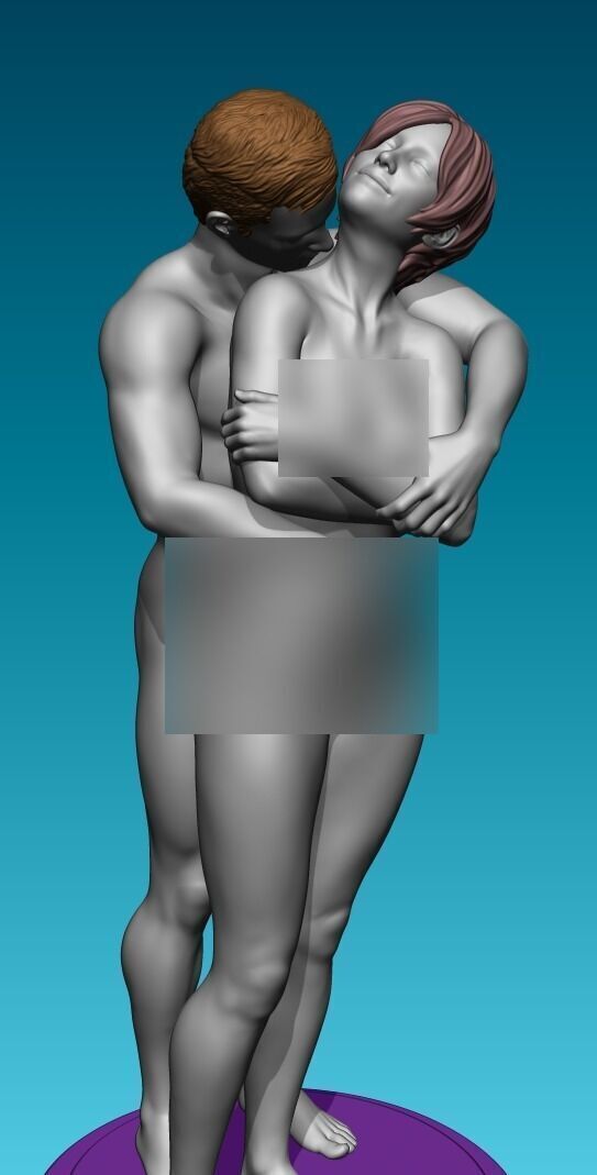 Couple Hugging 3D print model_4