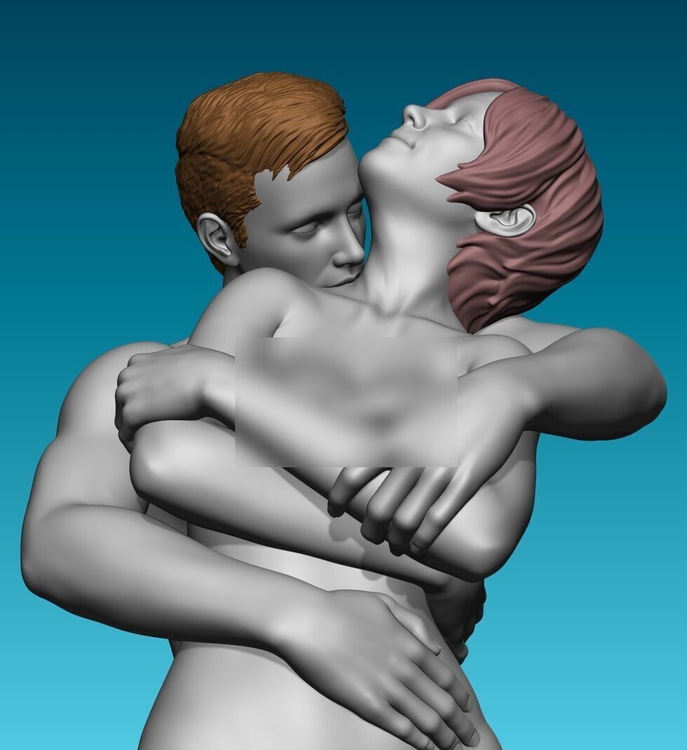 Couple Hugging 3D print model_2