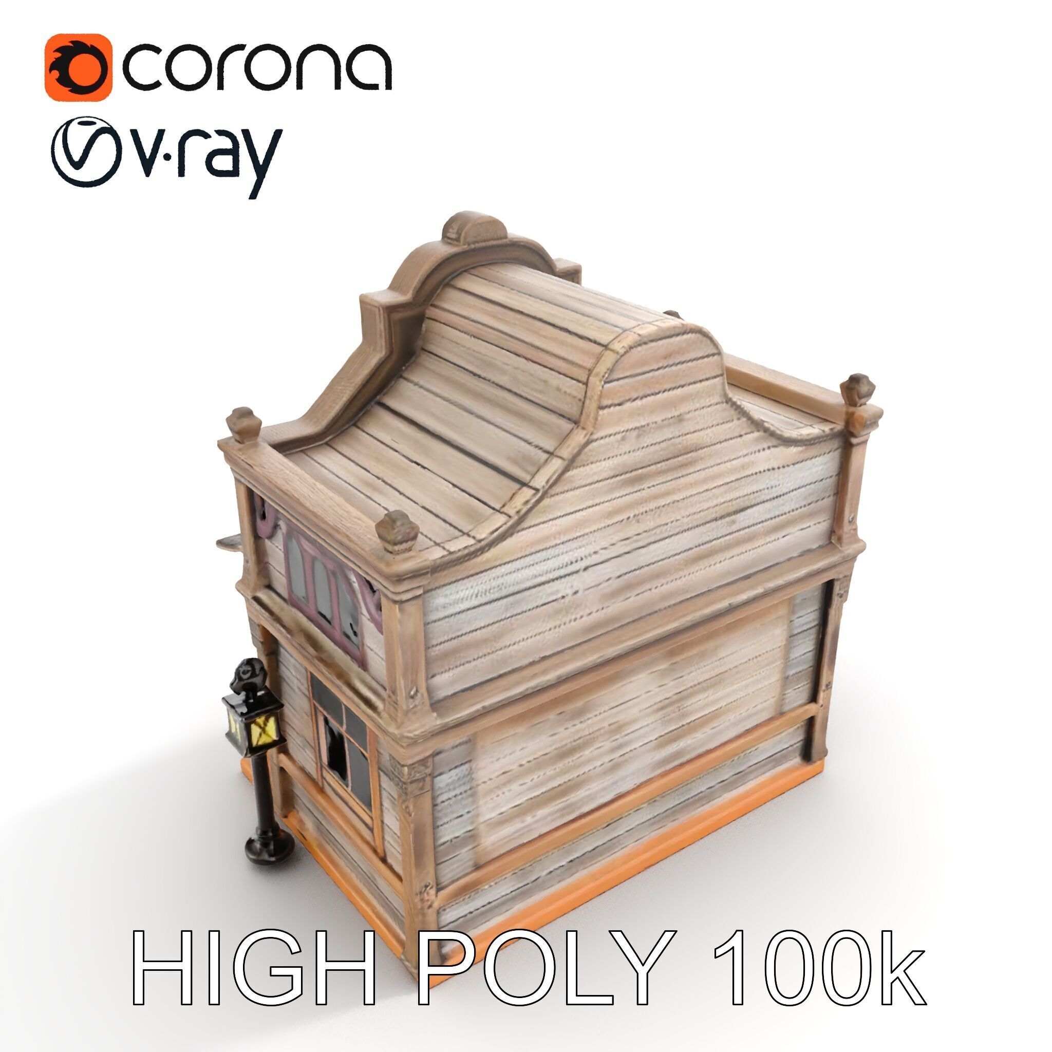 Western Saloon Building Model Pack Low-poly 3D model_26