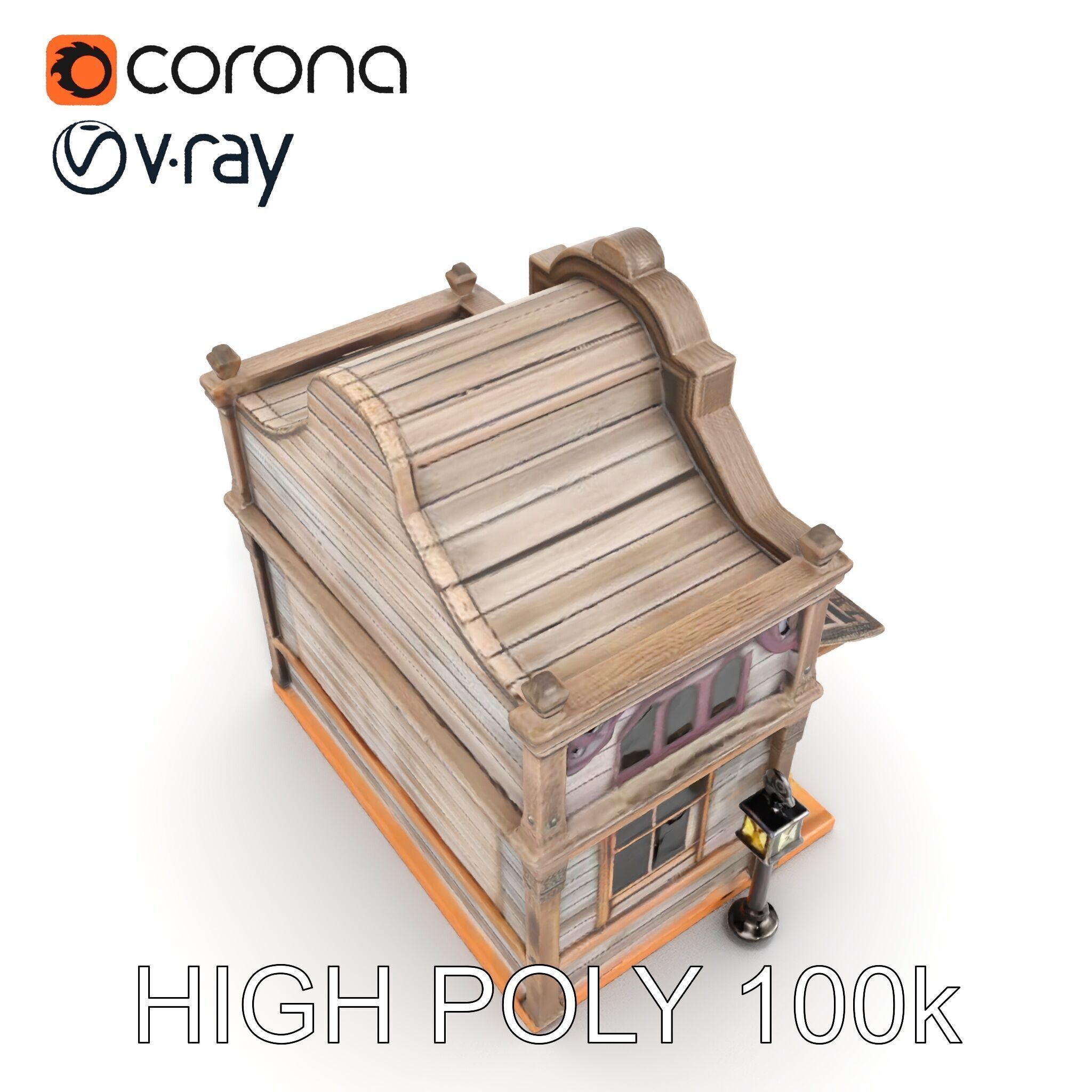 Western Saloon Building Model Pack Low-poly 3D model_14