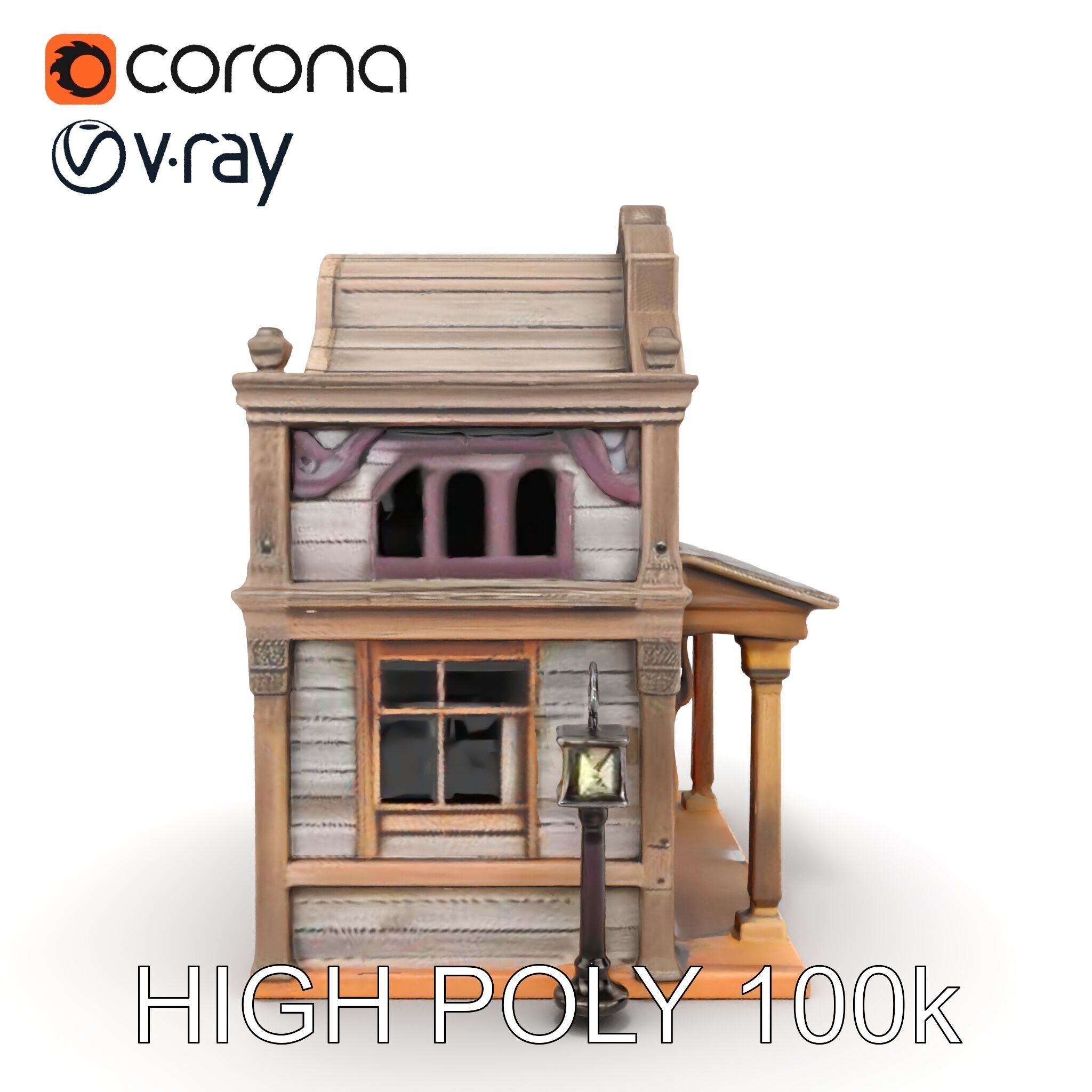 Western Saloon Building Model Pack Low-poly 3D model_6