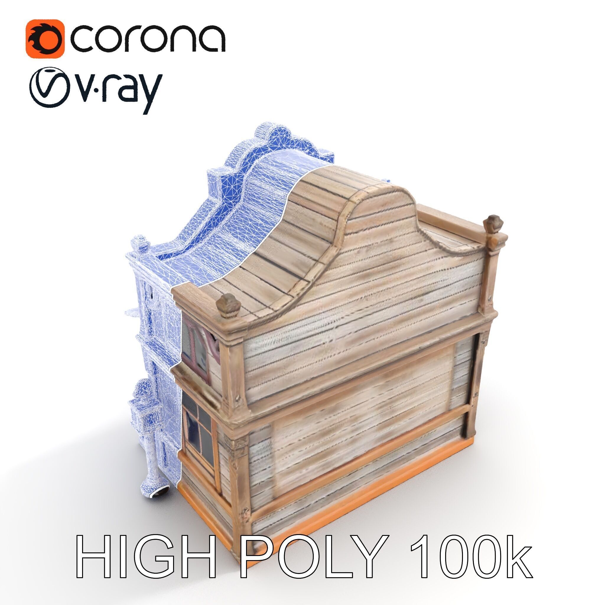 Western Saloon Building Model Pack Low-poly 3D model_10