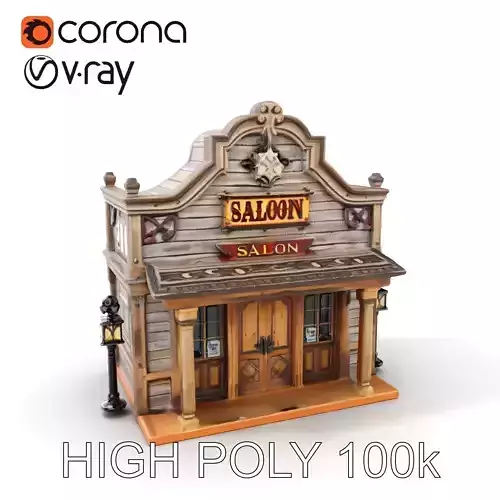 Western Saloon Building Model Pack Low-poly 3D model