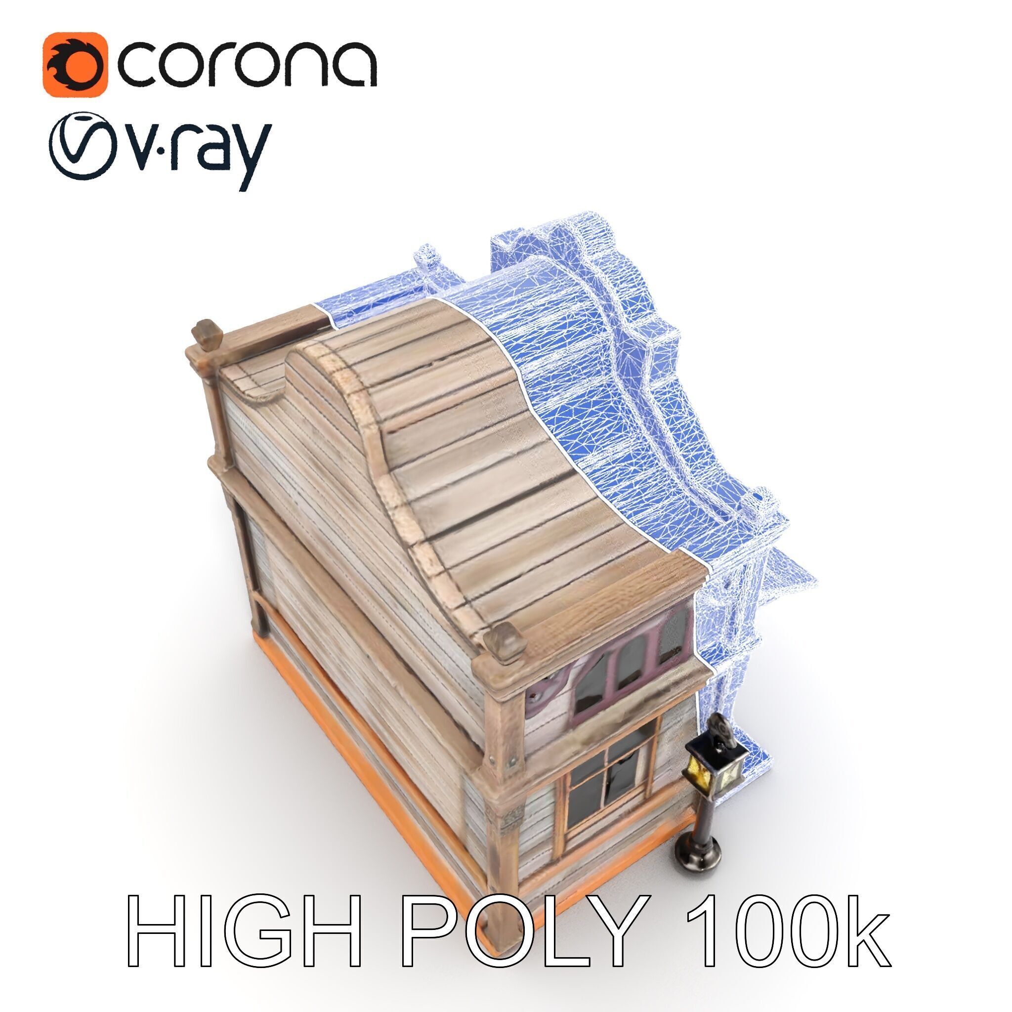 Western Saloon Building Model Pack Low-poly 3D model_21