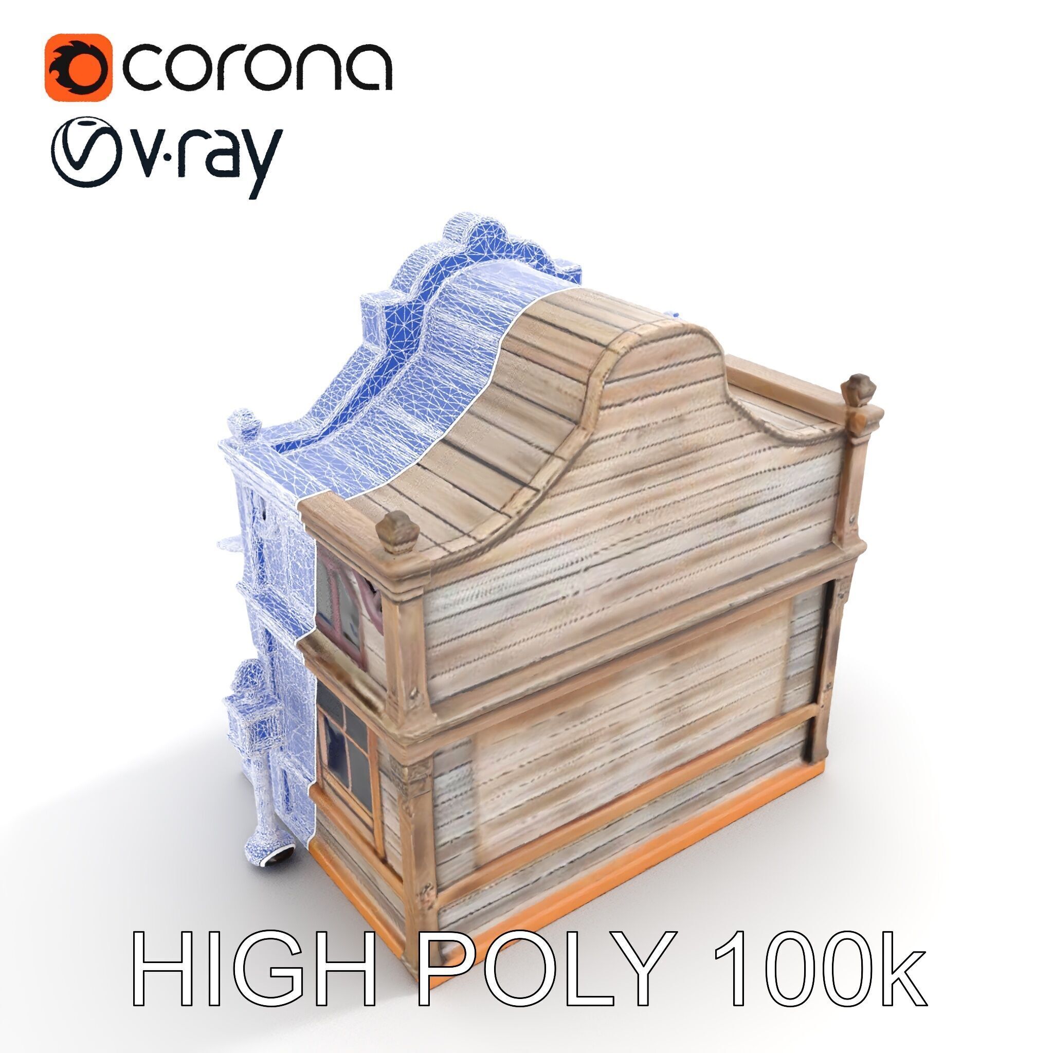 Western Saloon Building Model Pack Low-poly 3D model_20