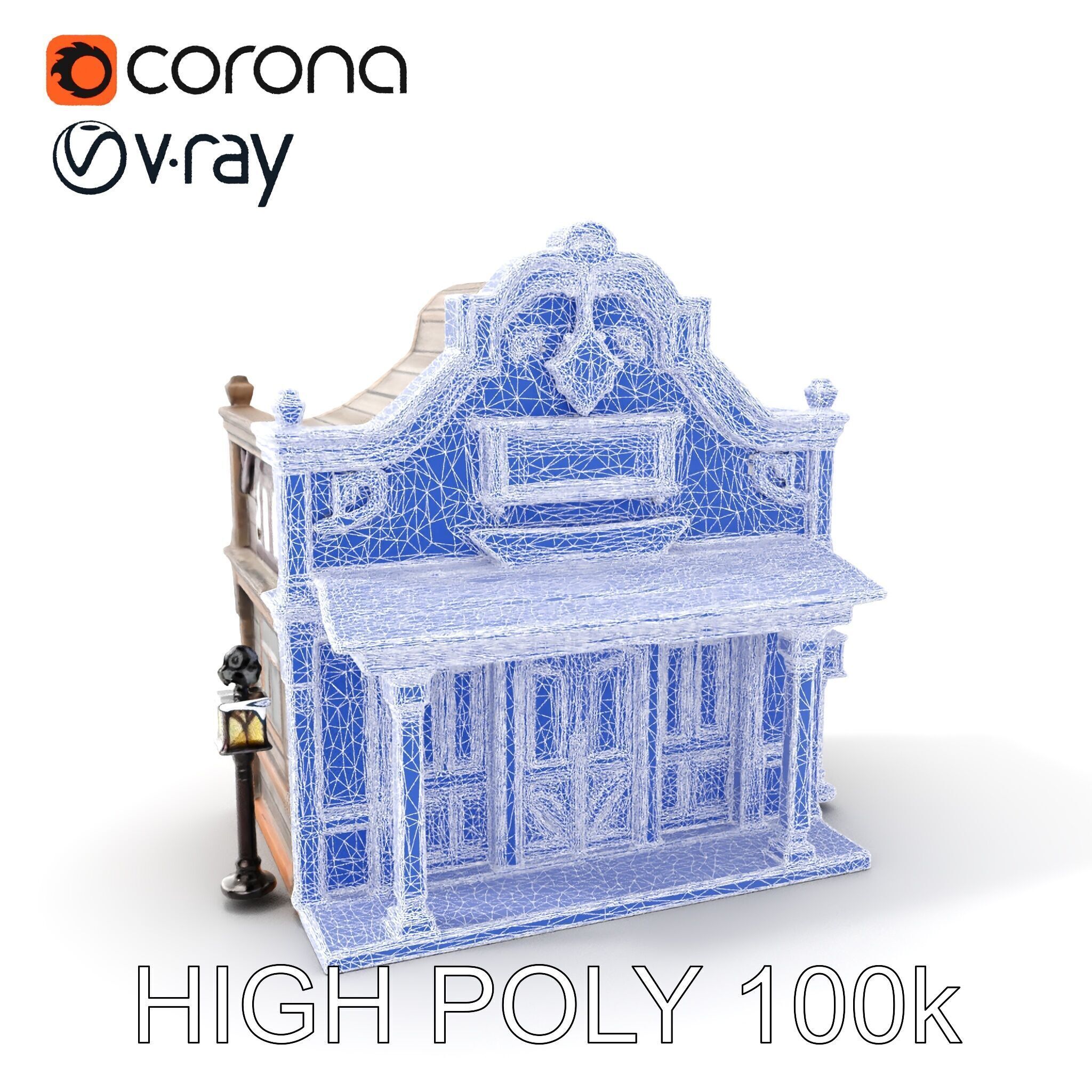 Western Saloon Building Model Pack Low-poly 3D model_4