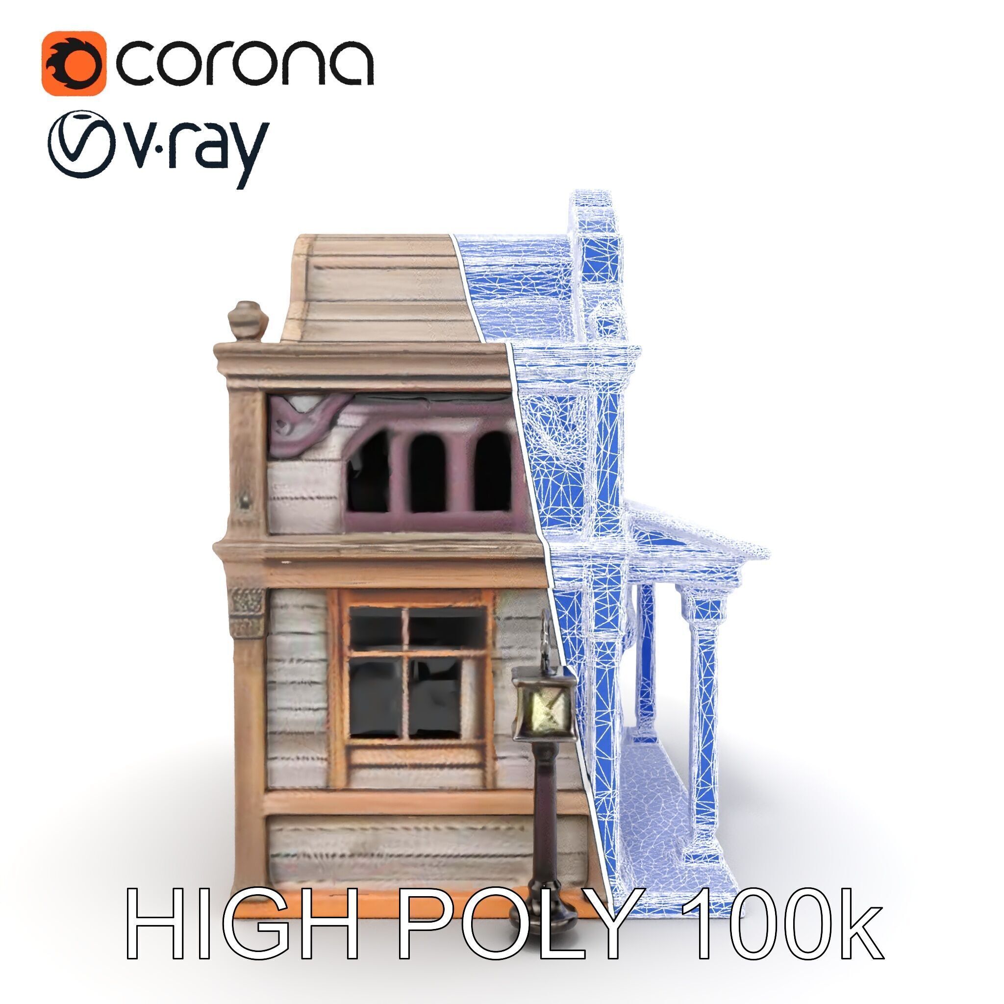Western Saloon Building Model Pack Low-poly 3D model_35