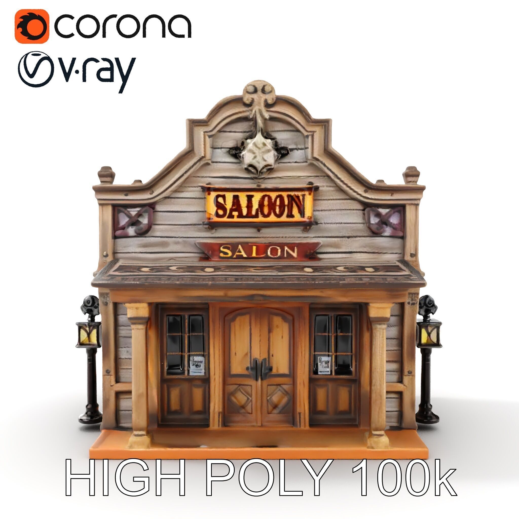 Western Saloon Building Model Pack Low-poly 3D model_9