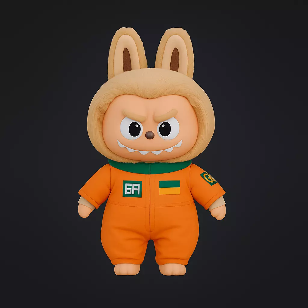Cute Labubu Toy Orange Outfit Edition Low-poly 3D model_0