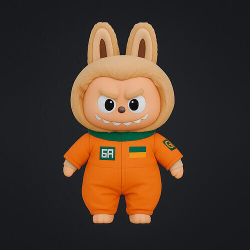 Cute Labubu Toy Orange Outfit Edition Low-poly 3D model