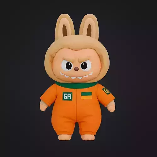 Cute Labubu Toy Orange Outfit Edition Low-poly 3D model