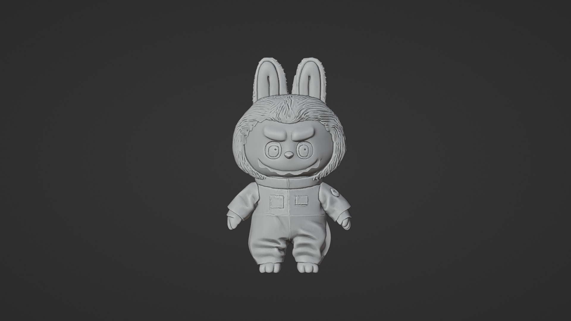 Cute Labubu Toy Orange Outfit Edition Low-poly 3D model_7
