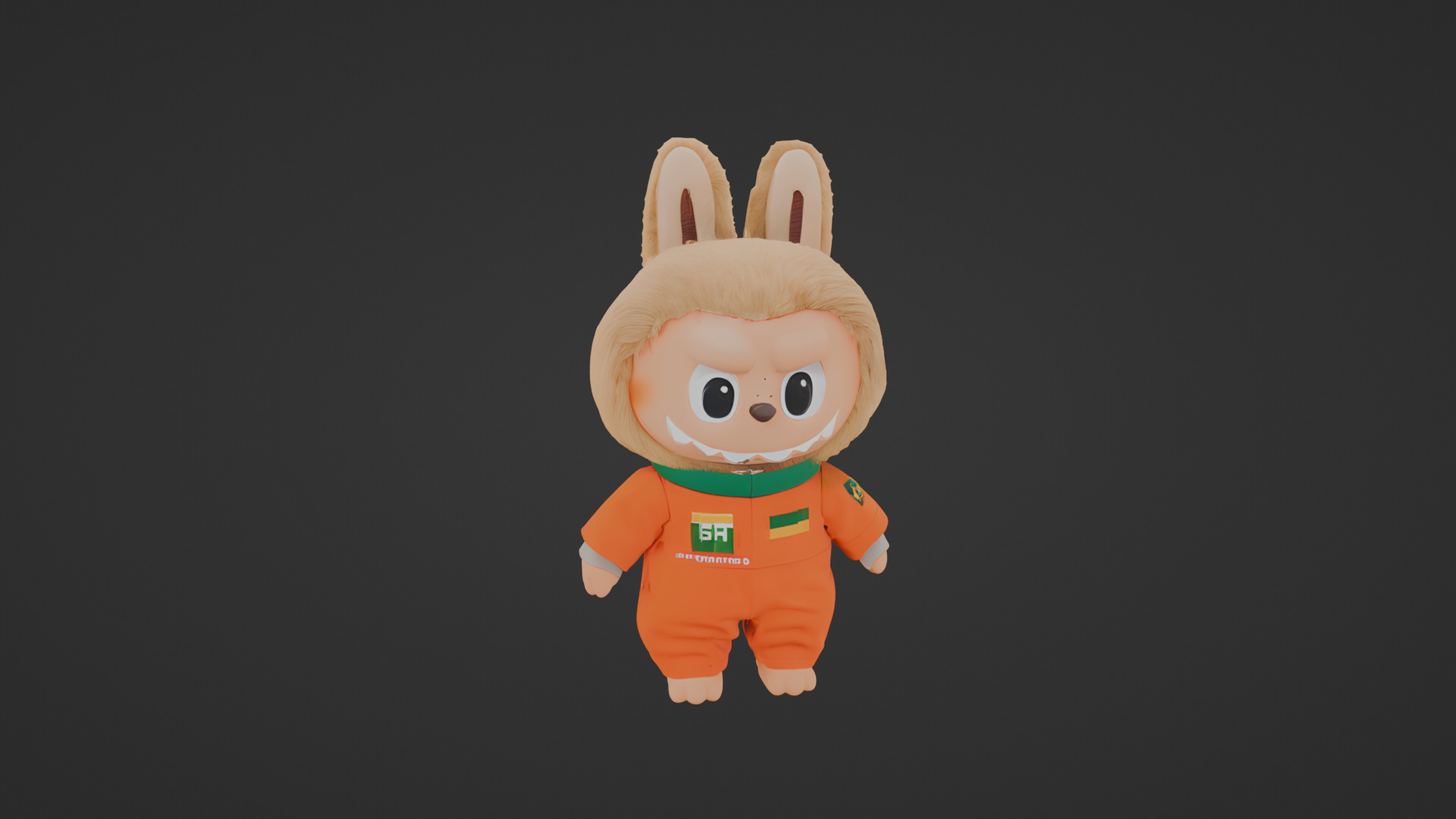 Cute Labubu Toy Orange Outfit Edition Low-poly 3D model_5