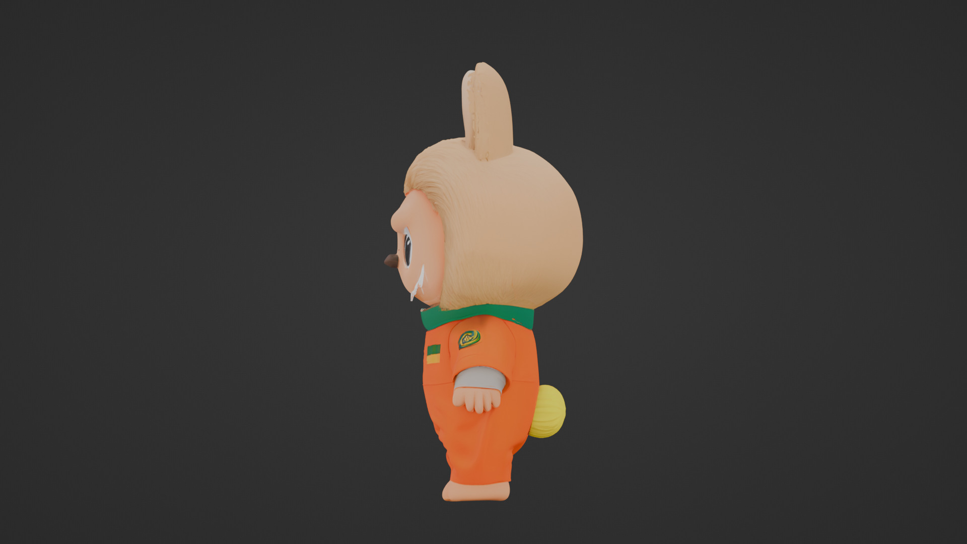 Cute Labubu Toy Orange Outfit Edition Low-poly 3D model_2