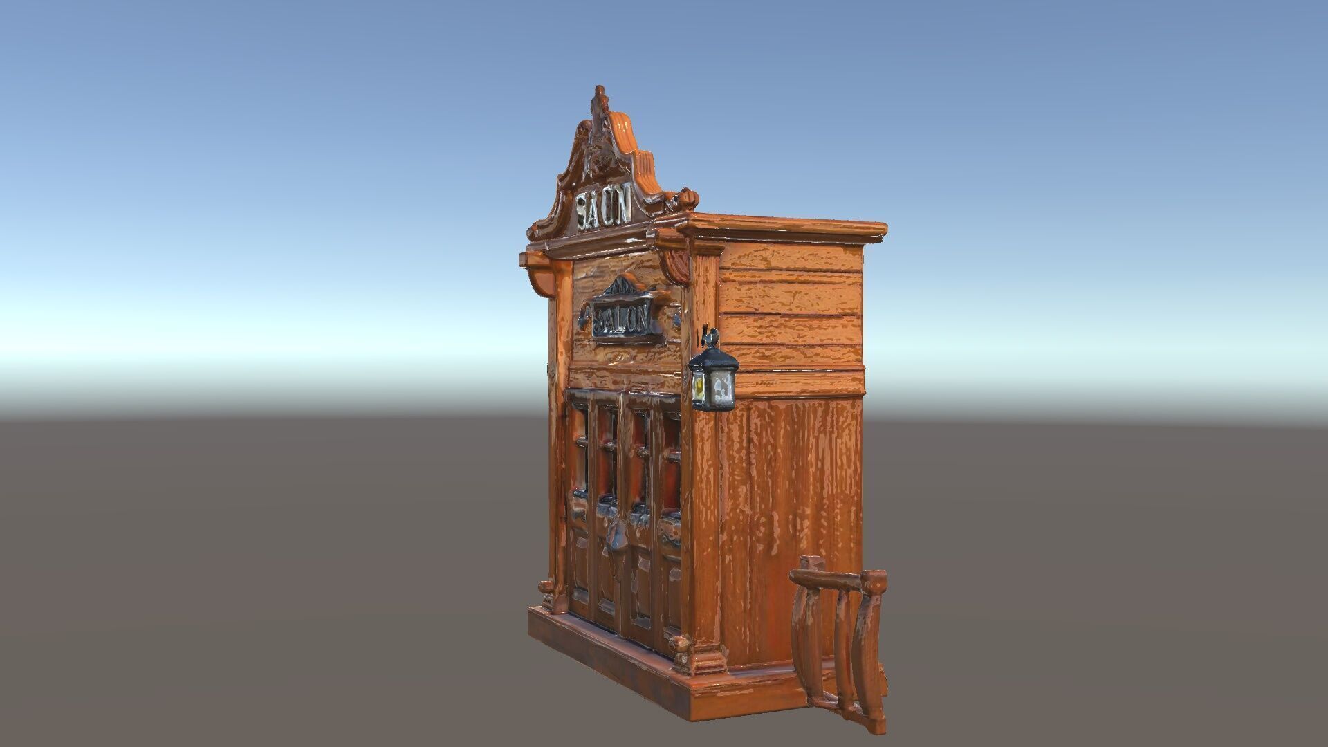 Vintage Western Salon Facade D Model Pack Low-poly 3D model_34