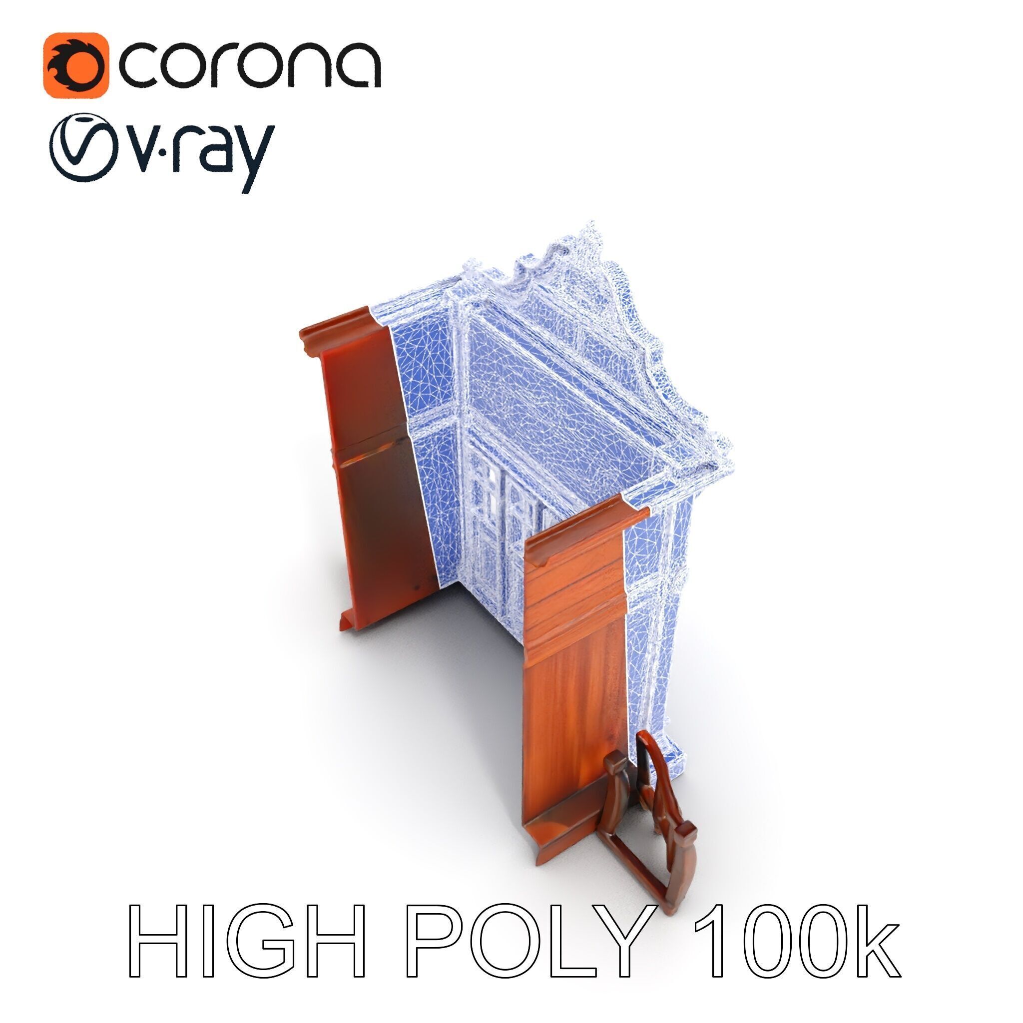 Vintage Western Salon Facade D Model Pack Low-poly 3D model_14