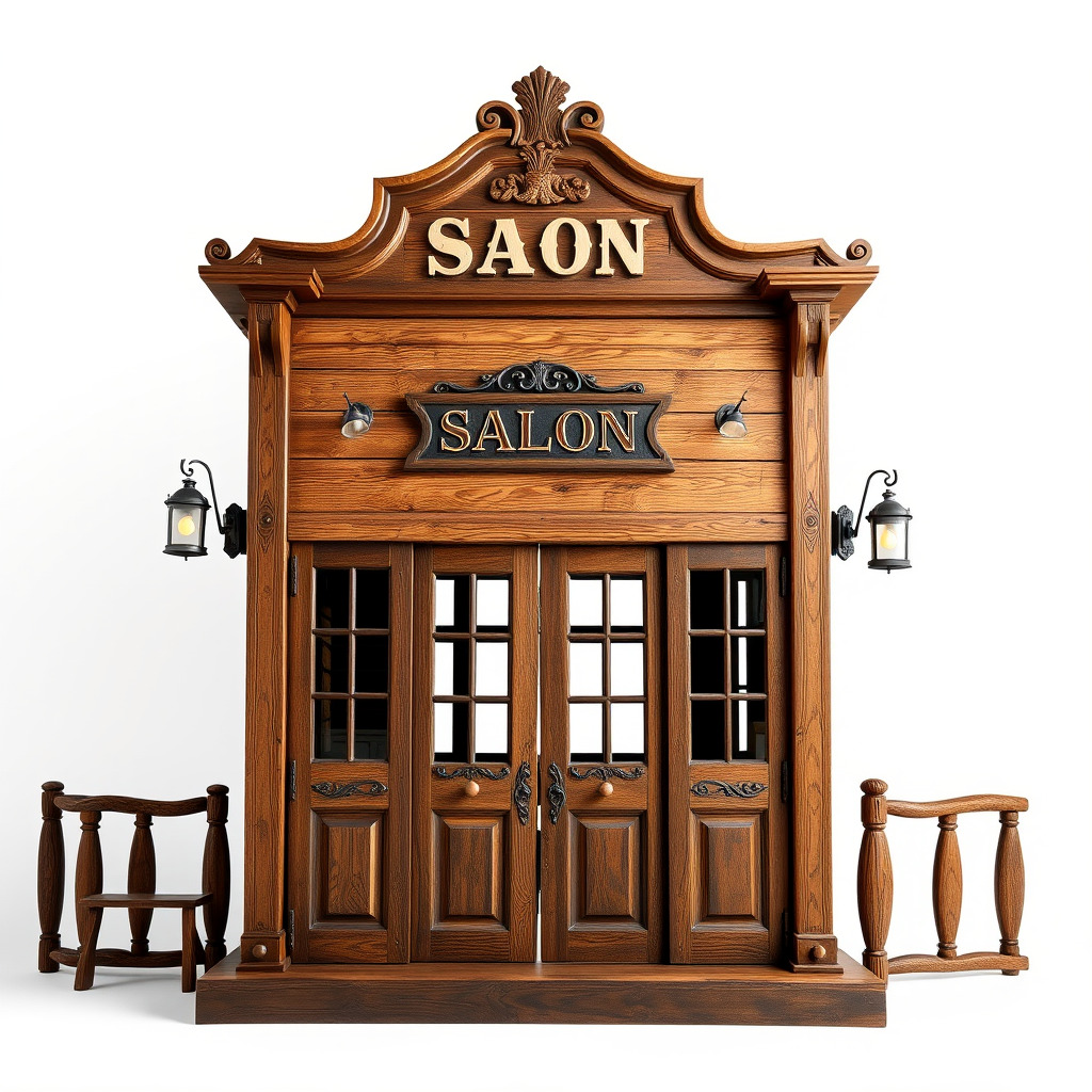 Vintage Western Salon Facade D Model Pack Low-poly 3D model_2