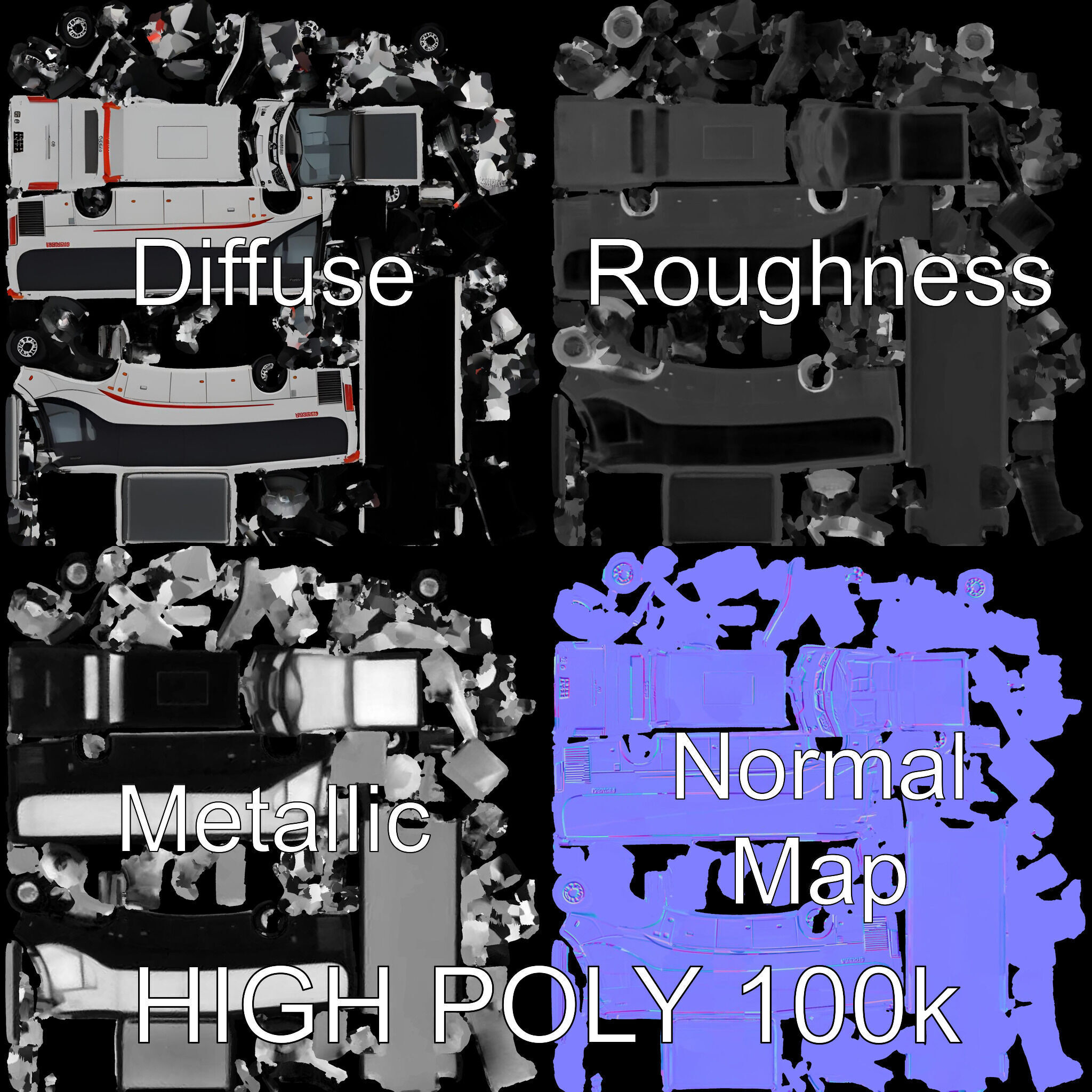 Modern Coach Bus Model Pack for Unity and Unreal Low-poly 3D model_3