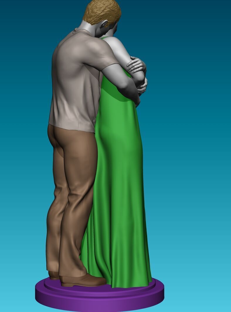 Couple Hugging with cloth 3D print model_5