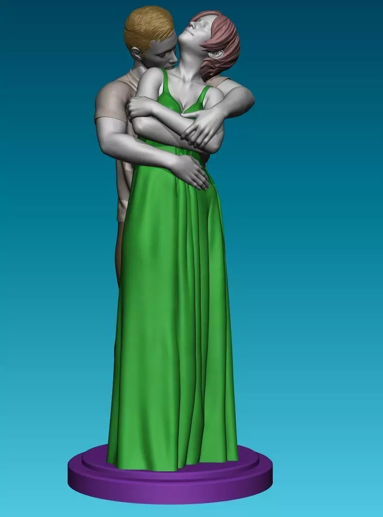 Couple Hugging with cloth 3D print model_0