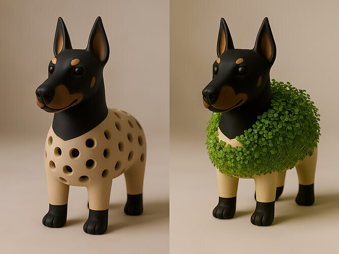 Doberman dog Sprouter Seed Chia Radish Lentil Germinator toy 3D print model