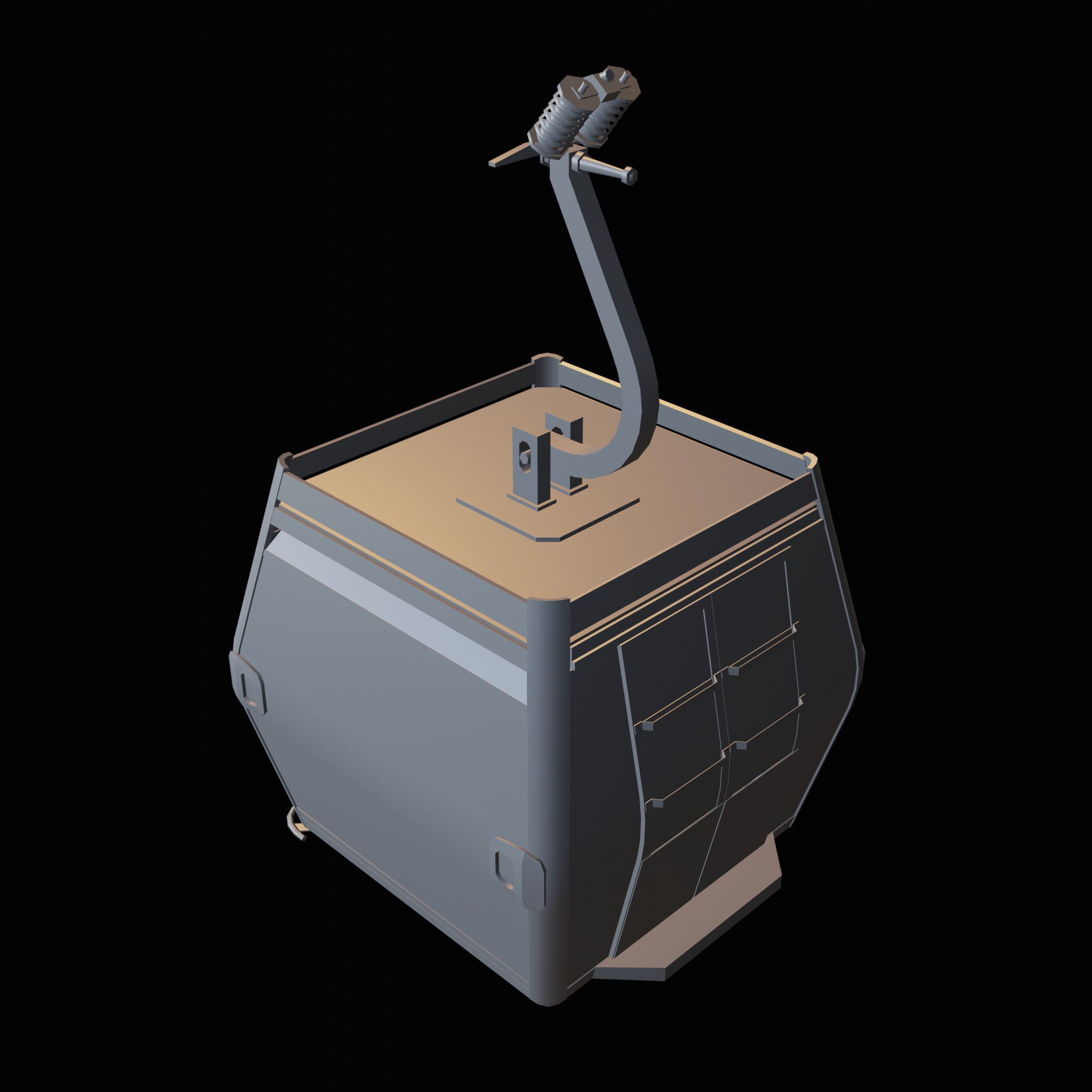 Gondola lift Low-poly 3D model_5