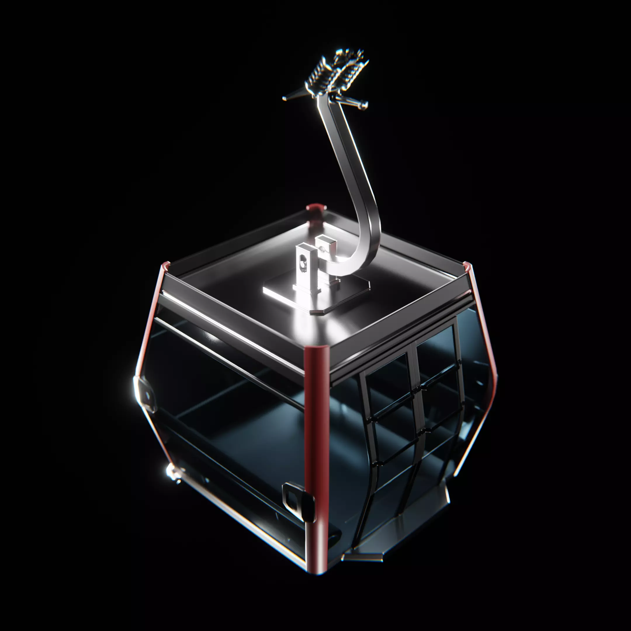 Gondola lift Low-poly 3D model_0