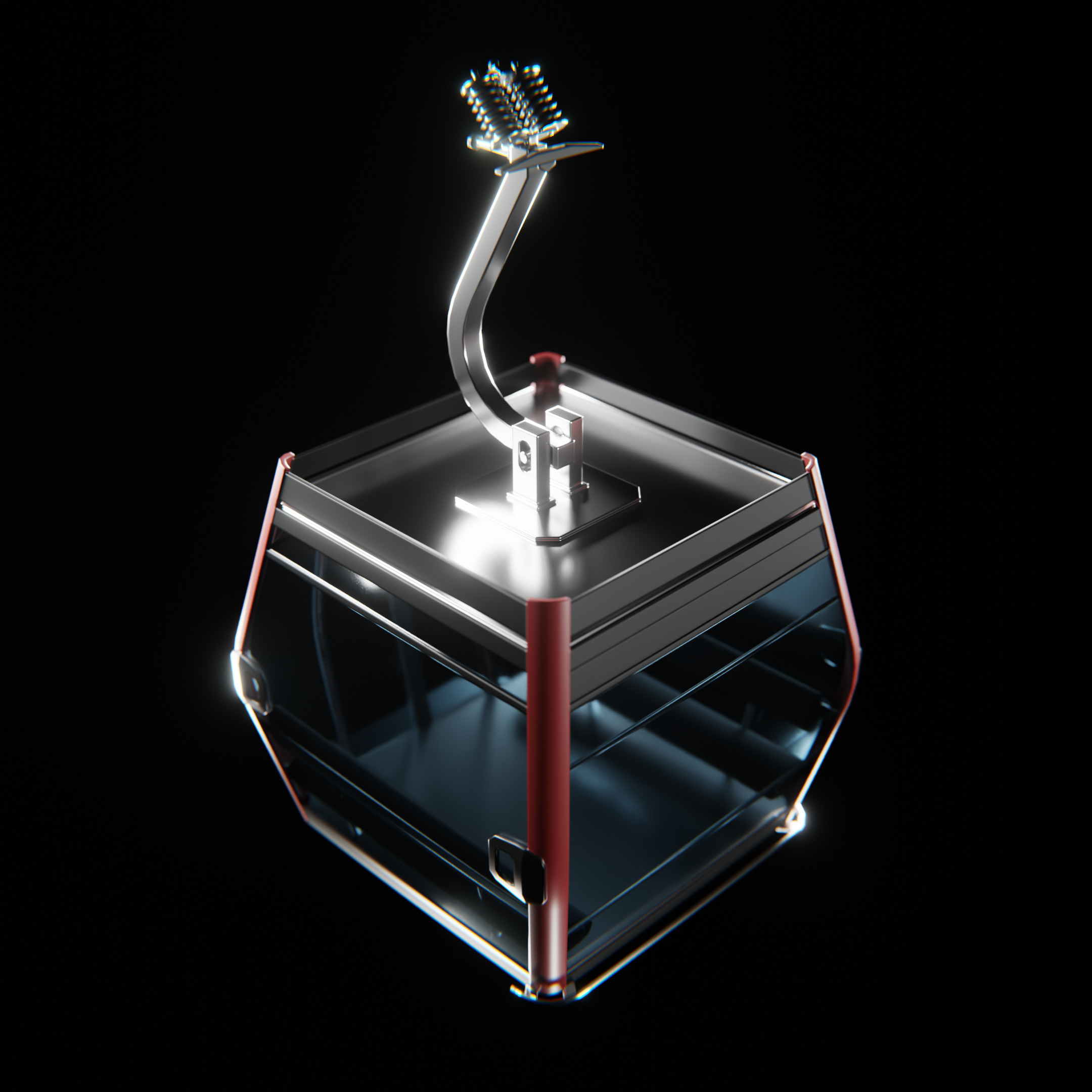 Gondola lift Low-poly 3D model_3