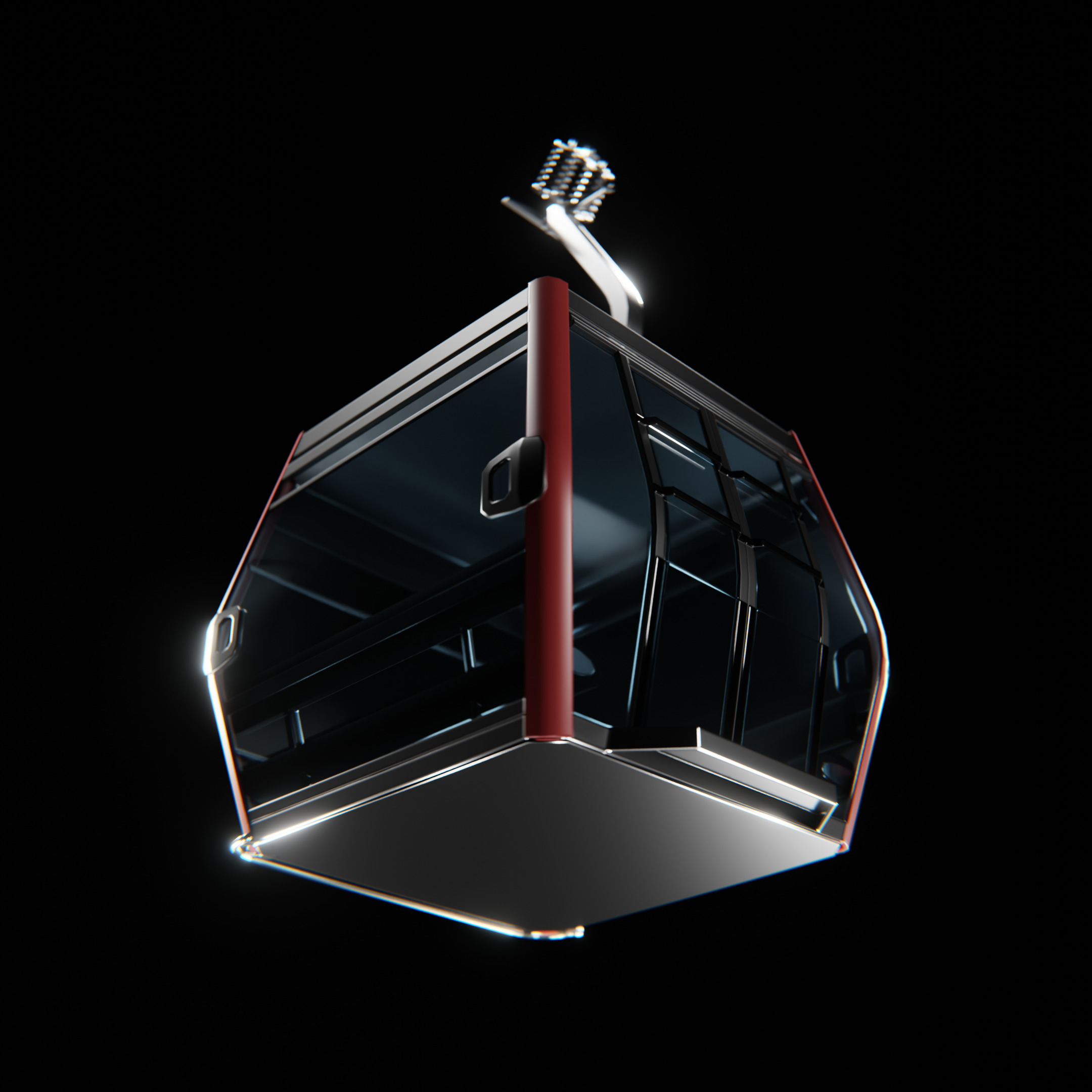 Gondola lift Low-poly 3D model_2