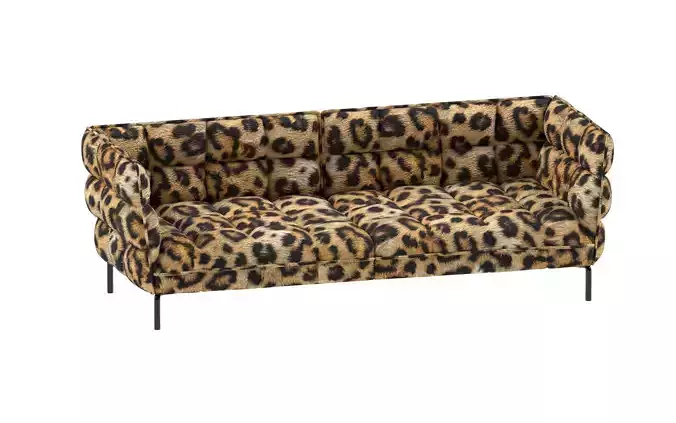 Leopard Print Modern Tufted Sofa 