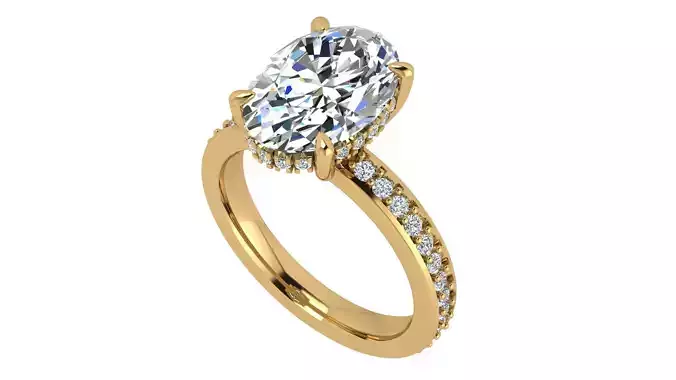 3 Carat Oval Cut Engagement Ring - 1mm stone at the shank  3D print model