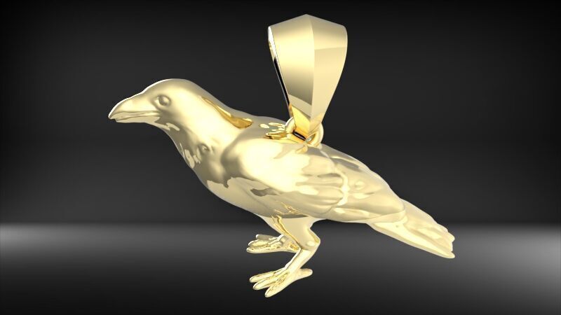 Crow Pendant 3D print model_12