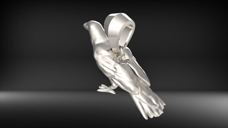 Crow Pendant 3D print model_14