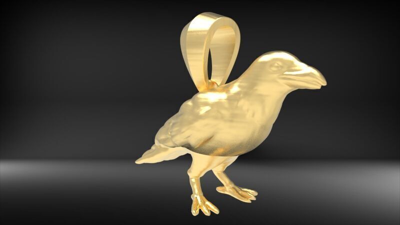 Crow Pendant 3D print model_11