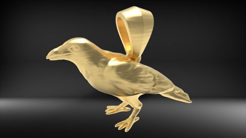 Crow Pendant 3D print model_6