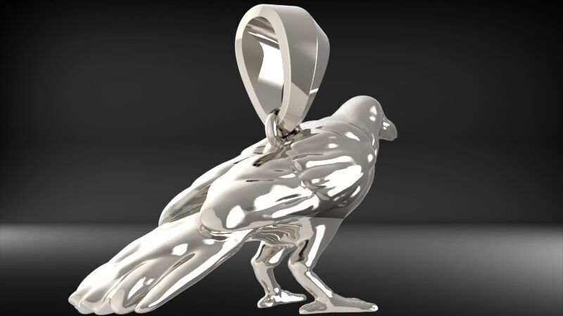 Crow Pendant 3D print model_4