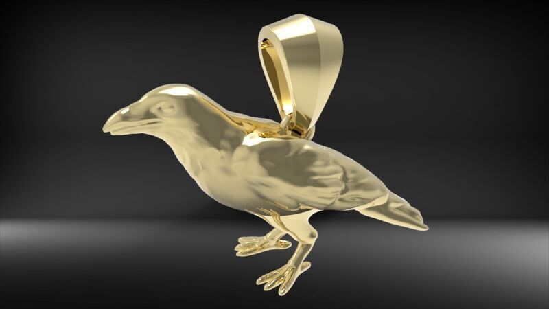 Crow Pendant 3D print model_3