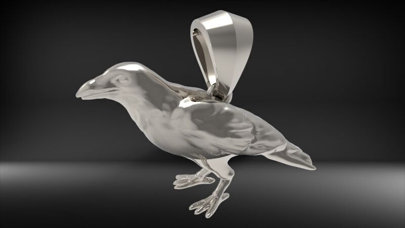 Crow Pendant 3D print model_2