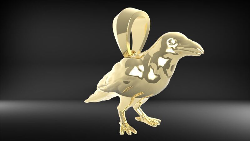 Crow Pendant 3D print model_13