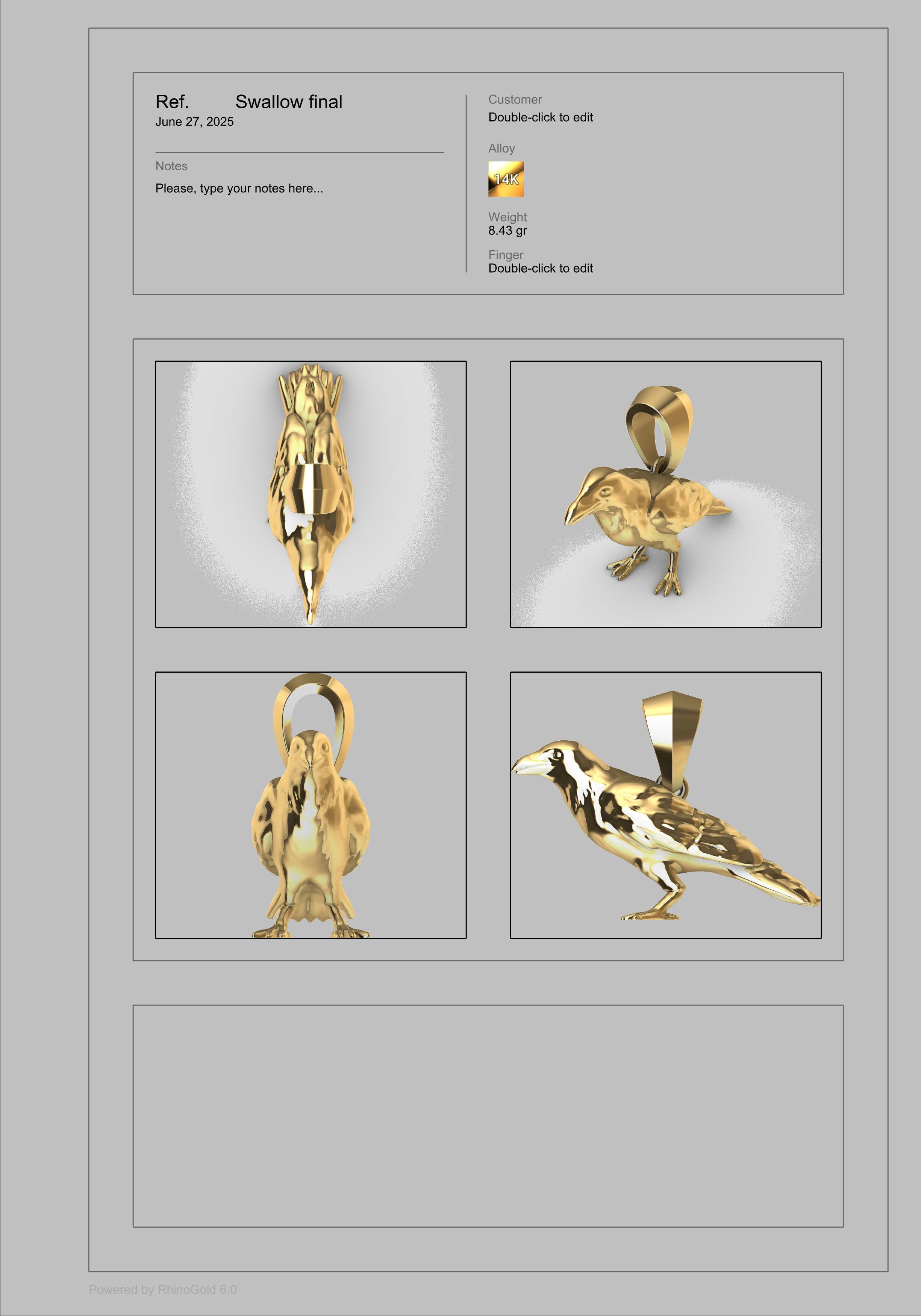 Crow Pendant 3D print model_21