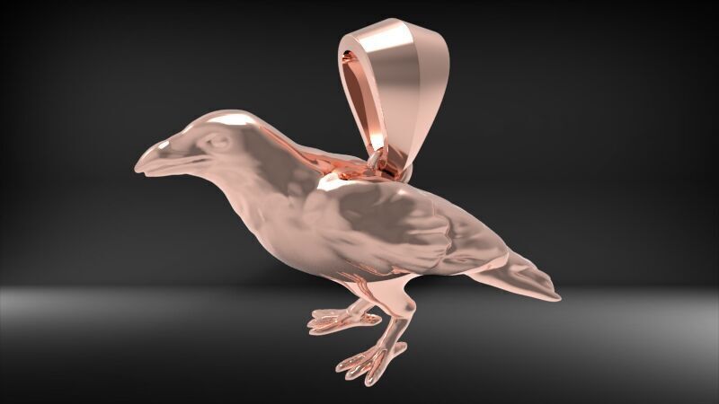 Crow Pendant 3D print model_10