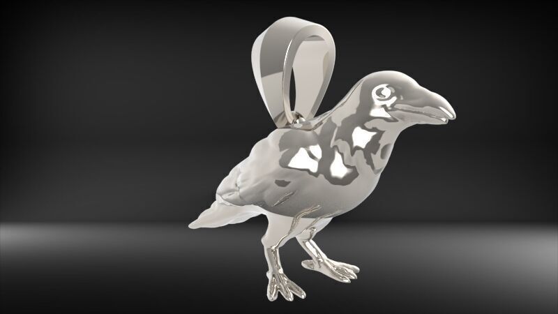 Crow Pendant 3D print model_9